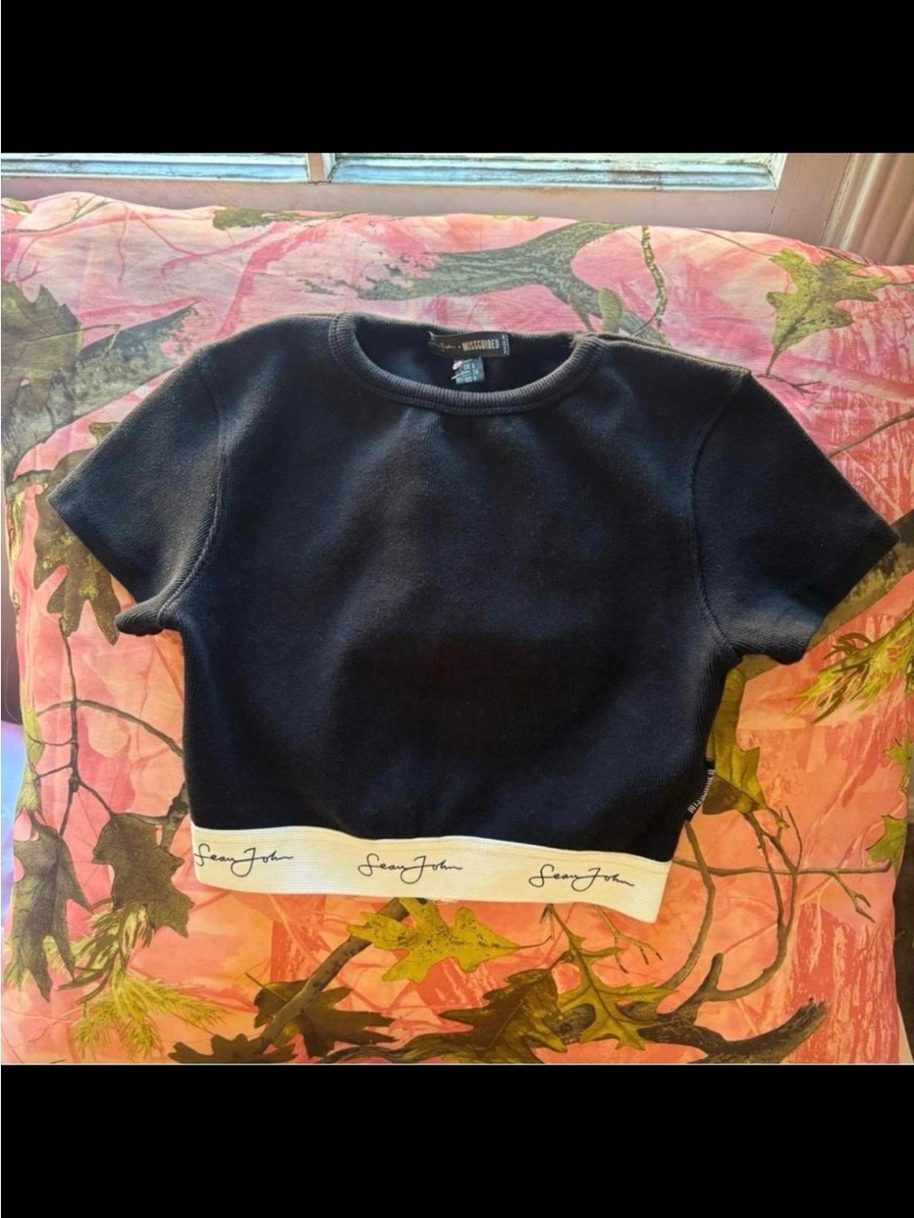 Missguided Black Ribbed Crewneck Sweatshirt - Picture 2 of 8